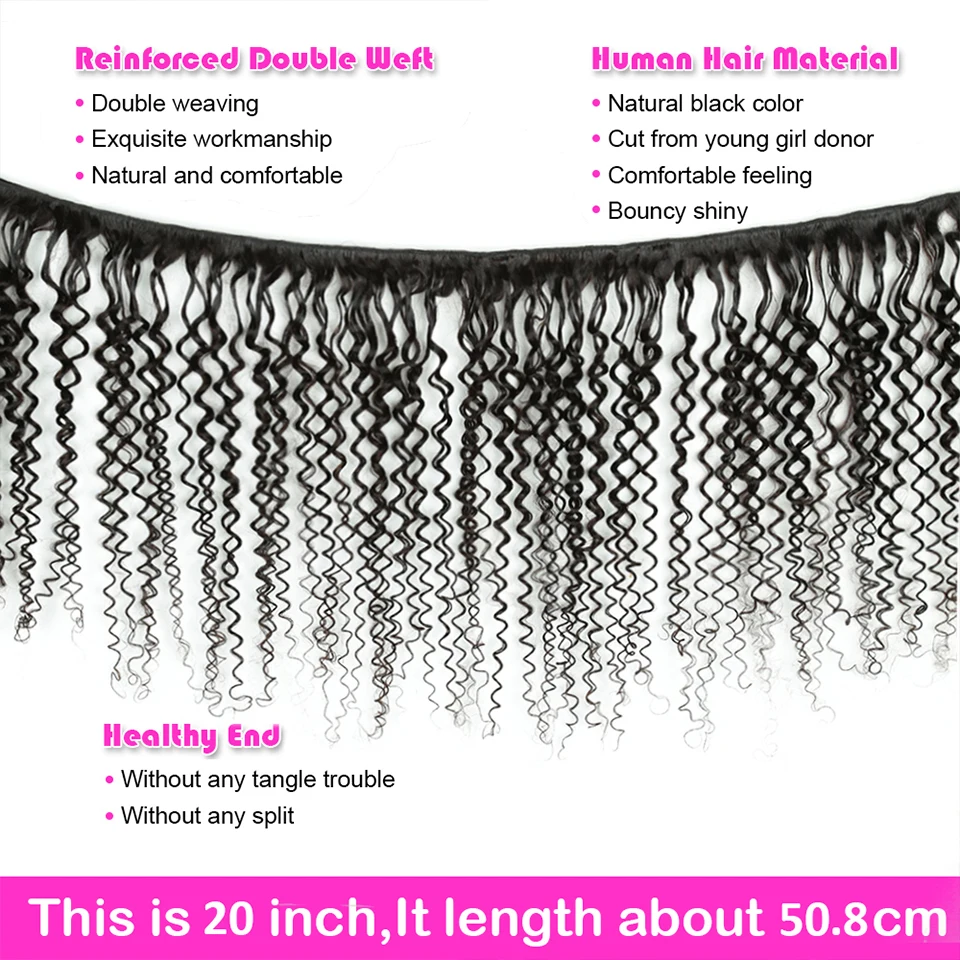 Kinky Curly Hair Bundles | 4x4 Lace Closure | Human Hair - Image 4