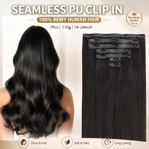 Invisible Seamless Clip-In Hair Extensions | Straight Human Hair | 110g