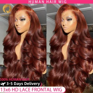 Reddish Brown Body Wave Wig | HD Lace Front | Human Hair
