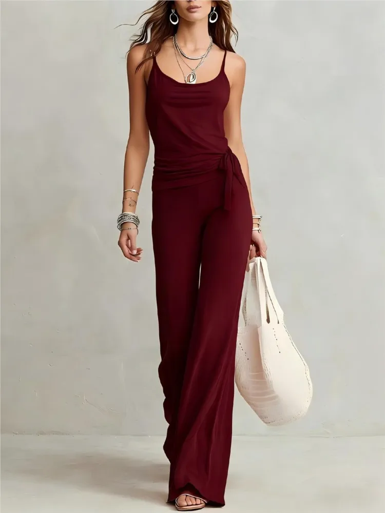 Sexy Halter Top Women's Trousers 2-piece Set Summer New Slim Fit Hip-covering Elegant Female Office Trousers Set 2026 - AliExpress 200000345 - Image 2