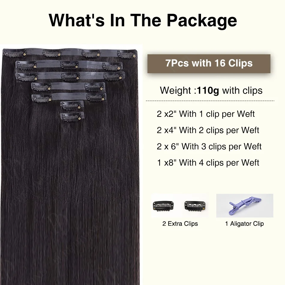 Invisible Seamless Clip-In Hair Extensions | Straight Human Hair | 110g - Image 5