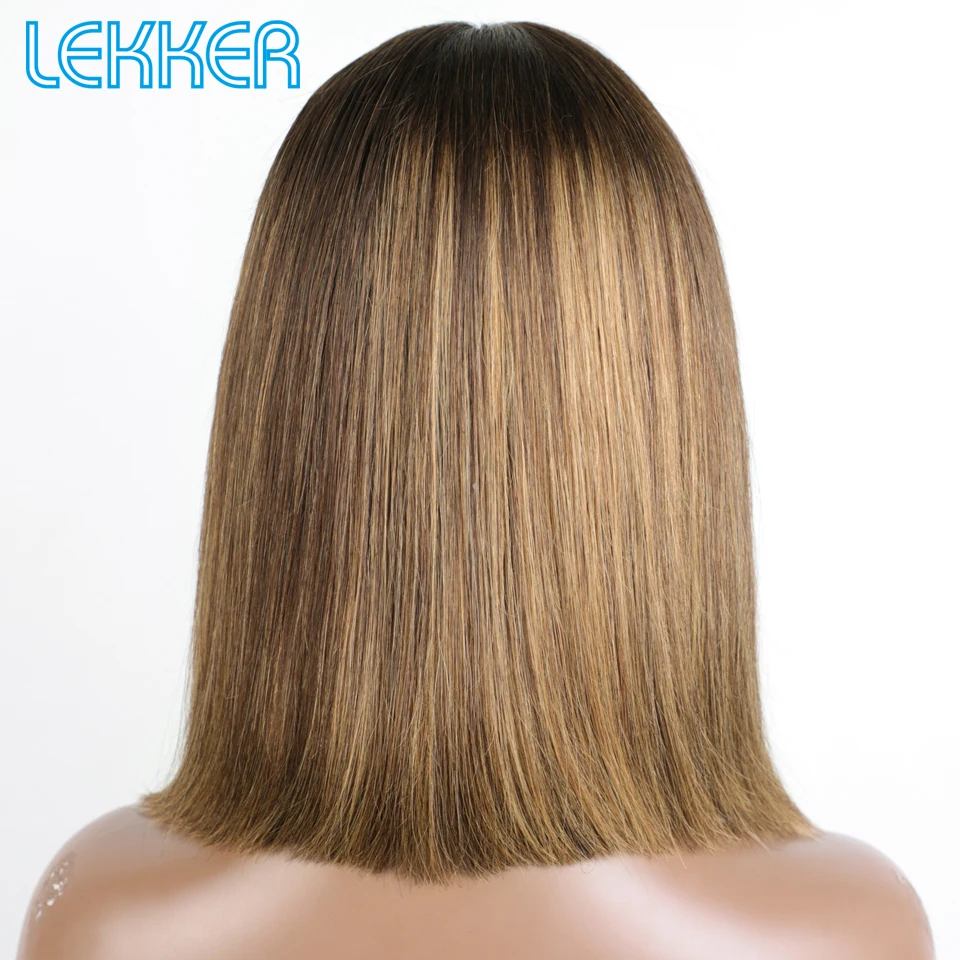 Lekker Highlight Blonde 100% Human Hair Wigs Short Straight Bob 13x6x1 T Lace Front For Women Brazilian Remy Hair Clearance Wigs - AliExpress - Image 4