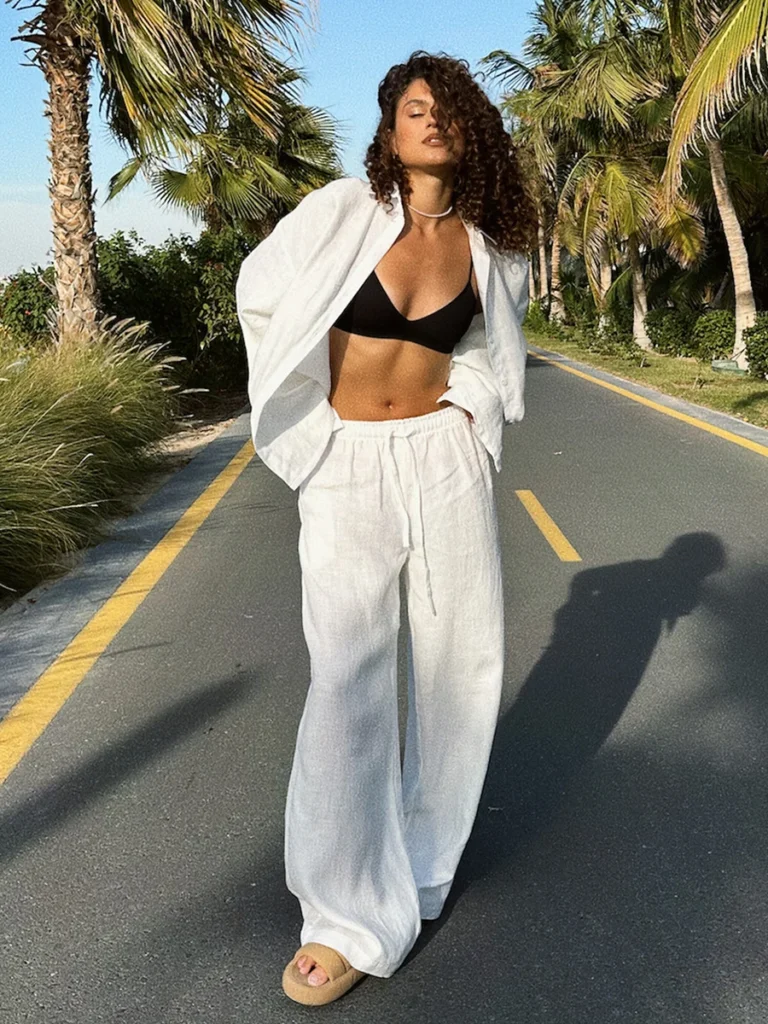 Bornladies Cotton Casual Pants Sets Women's Solid Color Cozy Lapel Long Sleeve Shirt Summer Outfit Elastic Waist Pants Suits - AliExpress