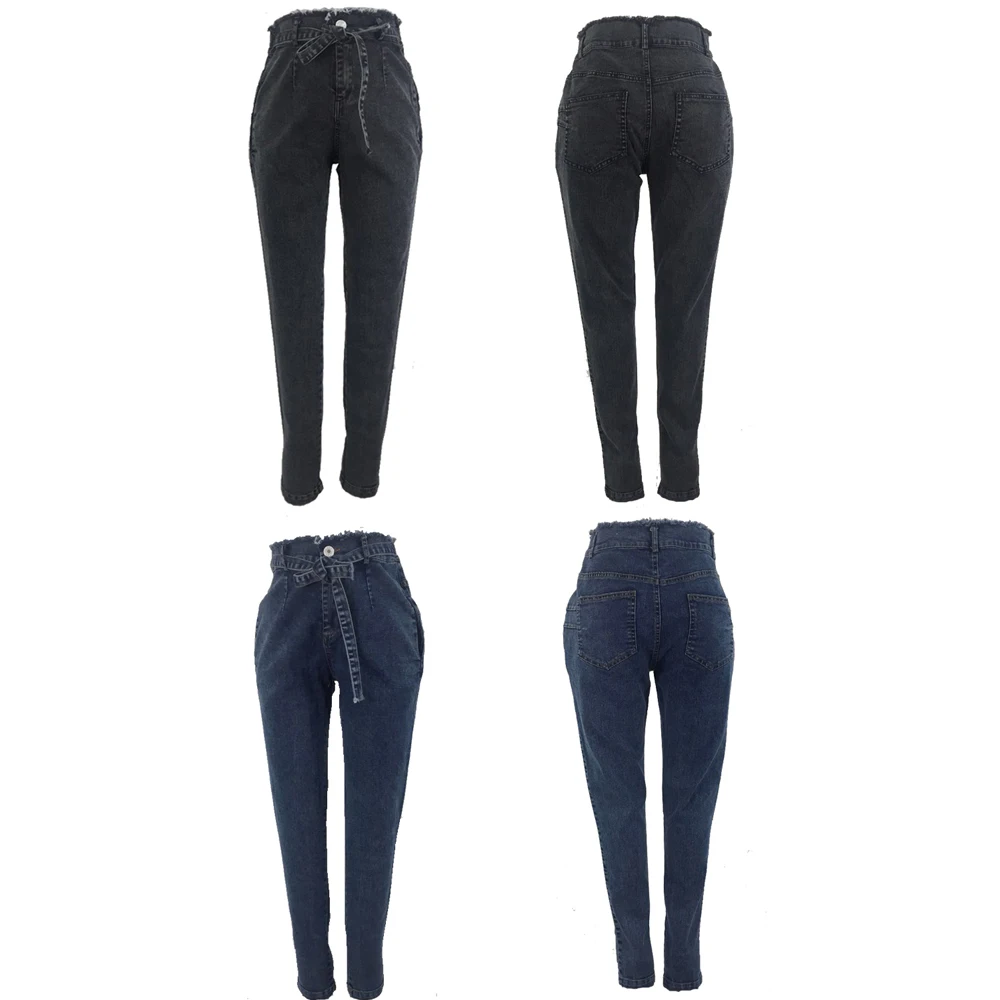 High Waist Jeans For Women Slim Stretch Denim Jean Bodycon Tassel Belt Bandage Skinny Push Up Jeans Woman clothe 4XL 5XL - AliExpress - Image 5