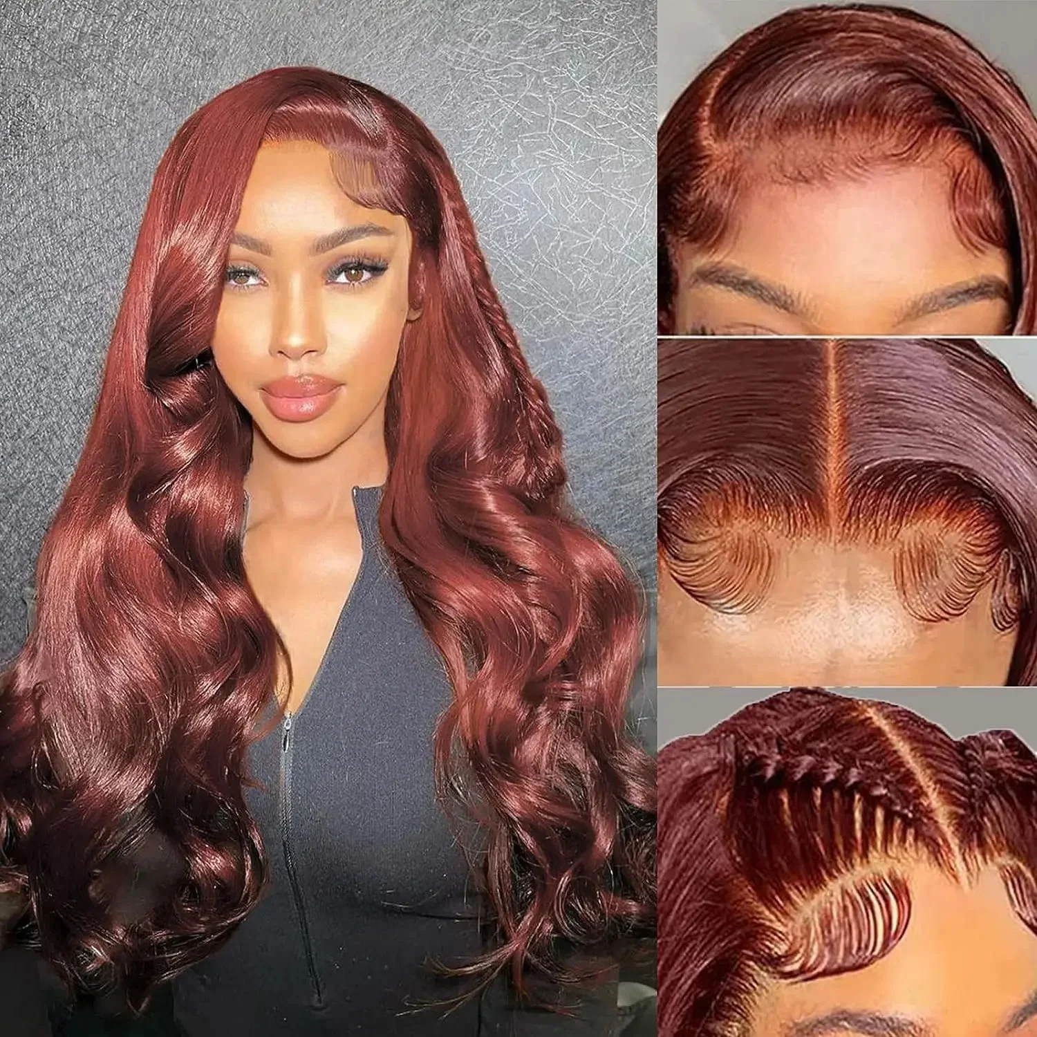 Reddish Brown Body Wave Wig | HD Lace Front | Human Hair - Image 2