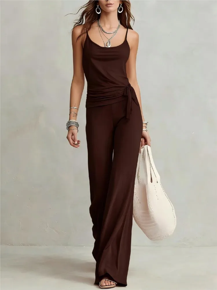 Sexy Halter Top Women's Trousers 2-piece Set Summer New Slim Fit Hip-covering Elegant Female Office Trousers Set 2026 - AliExpress 200000345 - Image 5